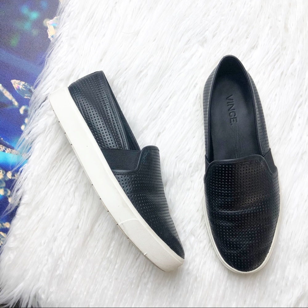Vince Black perforated slip on shoes